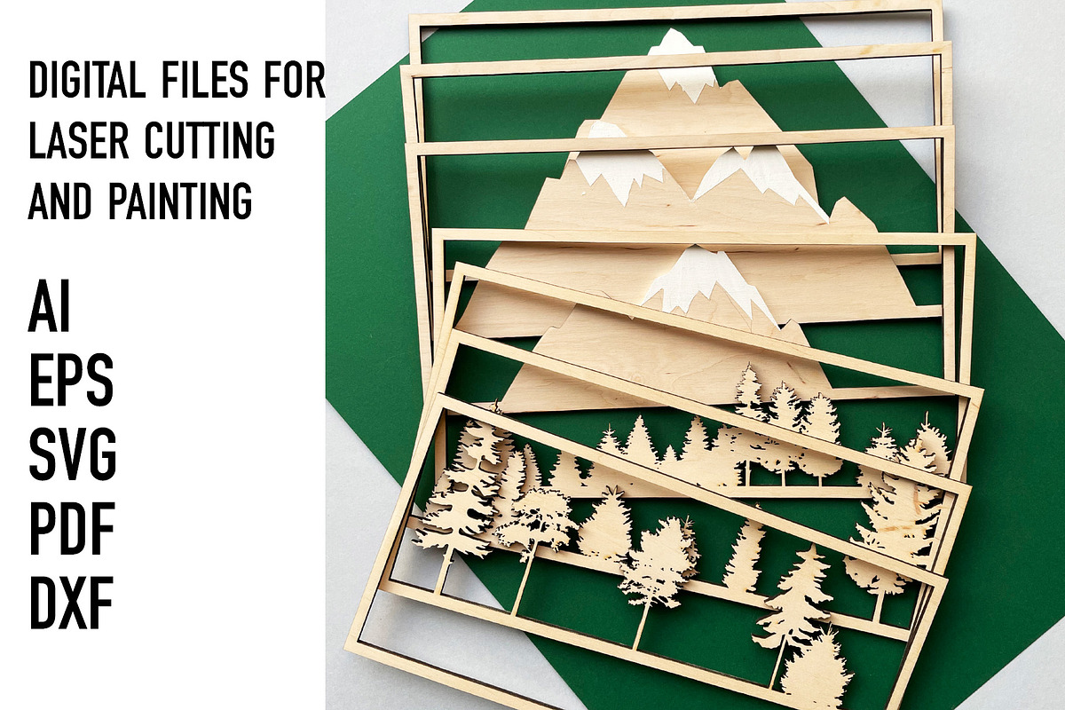 mountains and forest laser cut files, an Object Graphic by HelloWood (Photo 2 of 4)