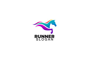Awesome Gradient Horse runner Logo