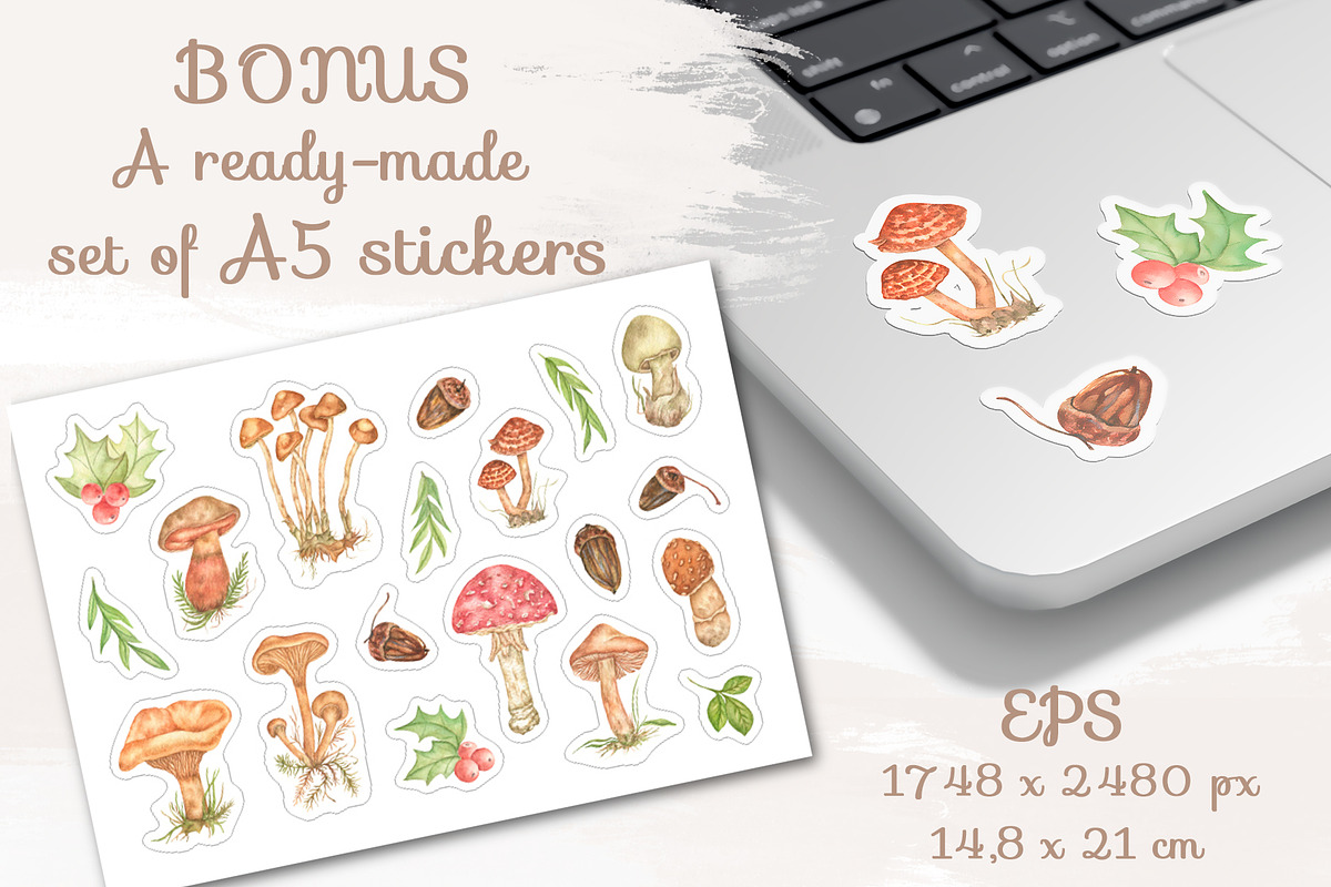 Forest watercolor mushrooms clipart, a Seasonal Illustration by Irina Avdeeva (Photo 11 of 12)