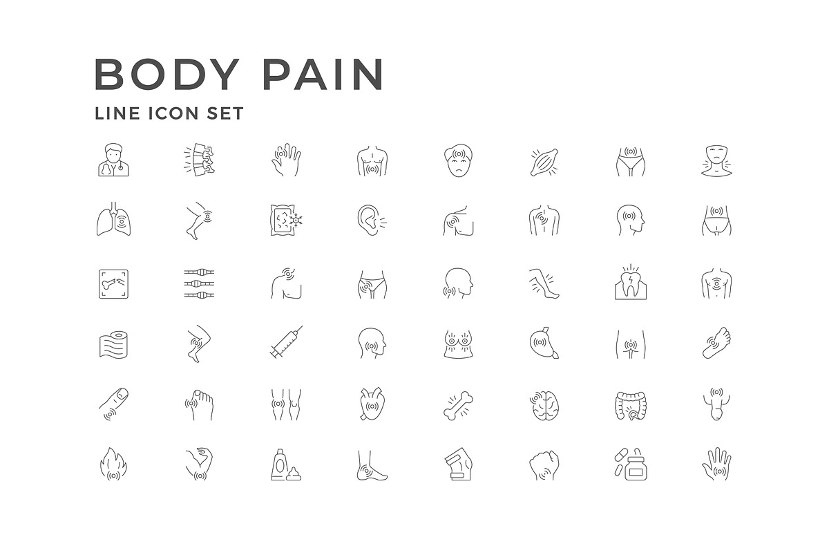 Set line icons of body pain, an Outline Icon by motorama (Photo 2 of 2)