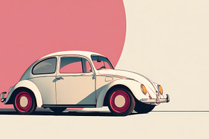 Classic car parked near sunset, a Photo by Beautiful things