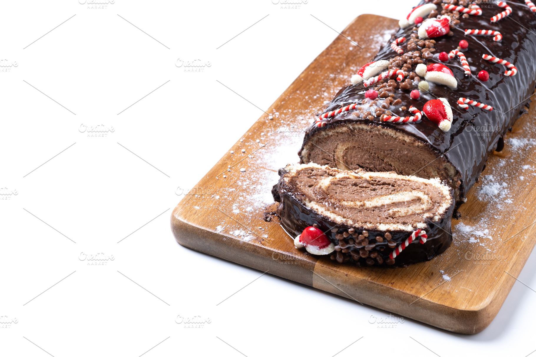 Christmas chocolate yule log cake, a Food & Drink Photo by etorres69