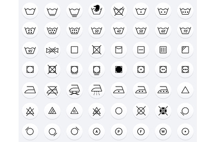 Laundry Instruction Line Icon Set, an Outline Icon by Vector Creator