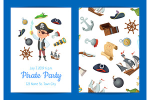 Vector Cartoon Sea Pirates Birthday