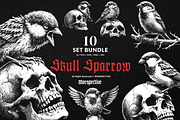 10 Bundle Dark Art Sparrow Bird, an Illustration by Morspective (Thumbnail 1 of 7)
