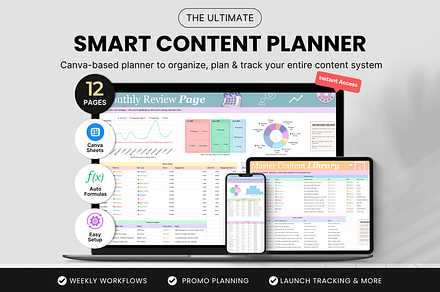 Smart Content Planner Canva Sheets, a Design Template by DigiPax