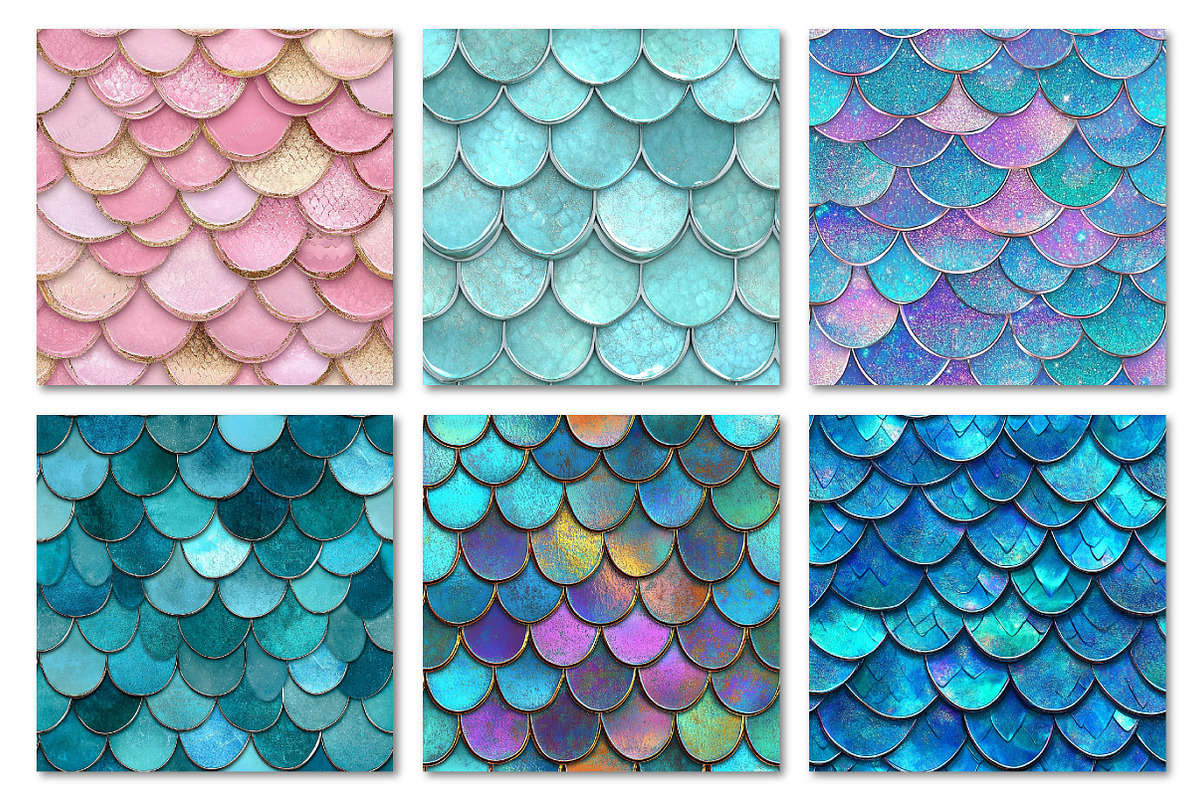 Shining Mermaid Scales Digital Paper, a Texture Graphic by Dream Creation (Photo 5 of 6)