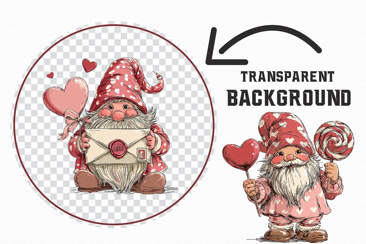 Whimsical Valentines Gnomes Clipart, an Illustration by Libby Wishes (Photo 5 of 6)