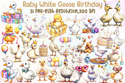 Watercolor Baby White Goose Birthday, an Illustration by Sublimation Artist (Thumbnail 1 of 6)