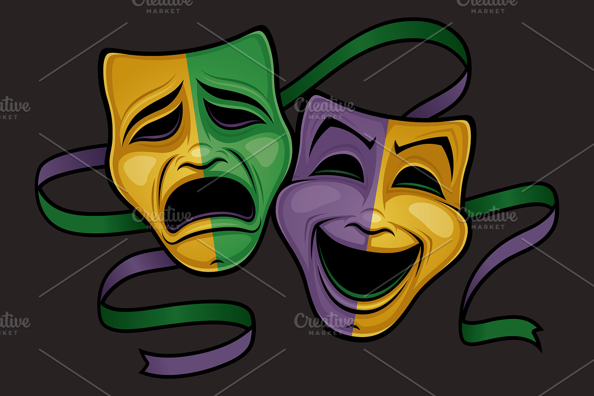 Festive Mardi Gras Theater Masks, an Object Illustration by Schwegel Illustration (Photo 1 of 3)