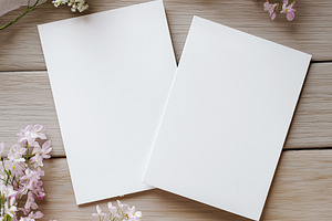 Blank wedding stationery mockup with delicate gypsophila flowers and light pink, a Holiday Photo by Studio ANNA