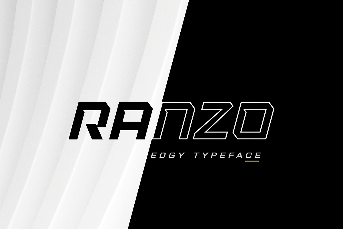 Ranzo Geometric Bold Sport Font, a Sans Serif Font by Ebad Designs (Photo 1 of 8)