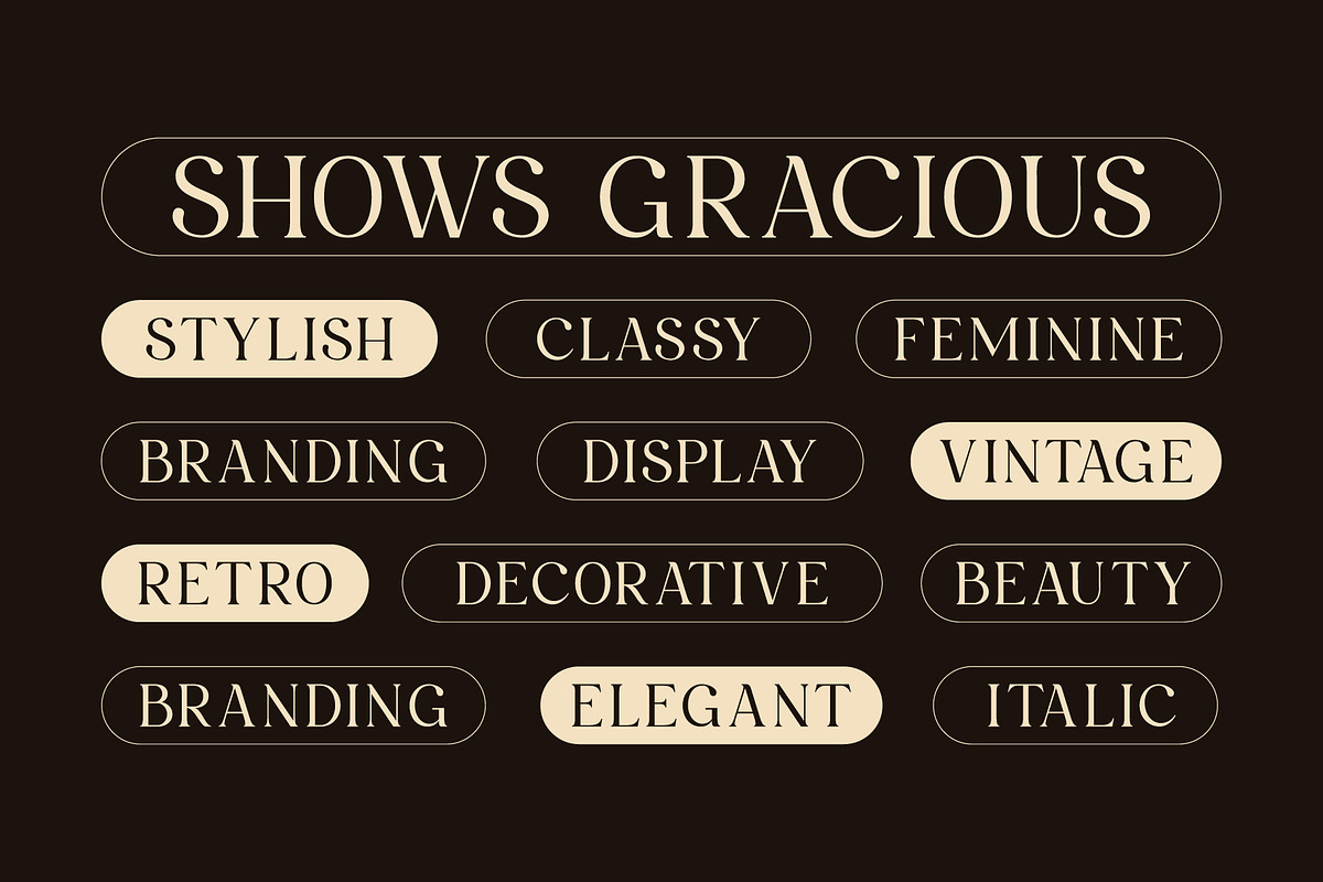 Shows Gracious | Regular + Italic, a Serif Font by roomspace creative lab (Photo 12 of 14)