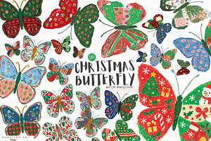 Christmas Butterfly Clipart