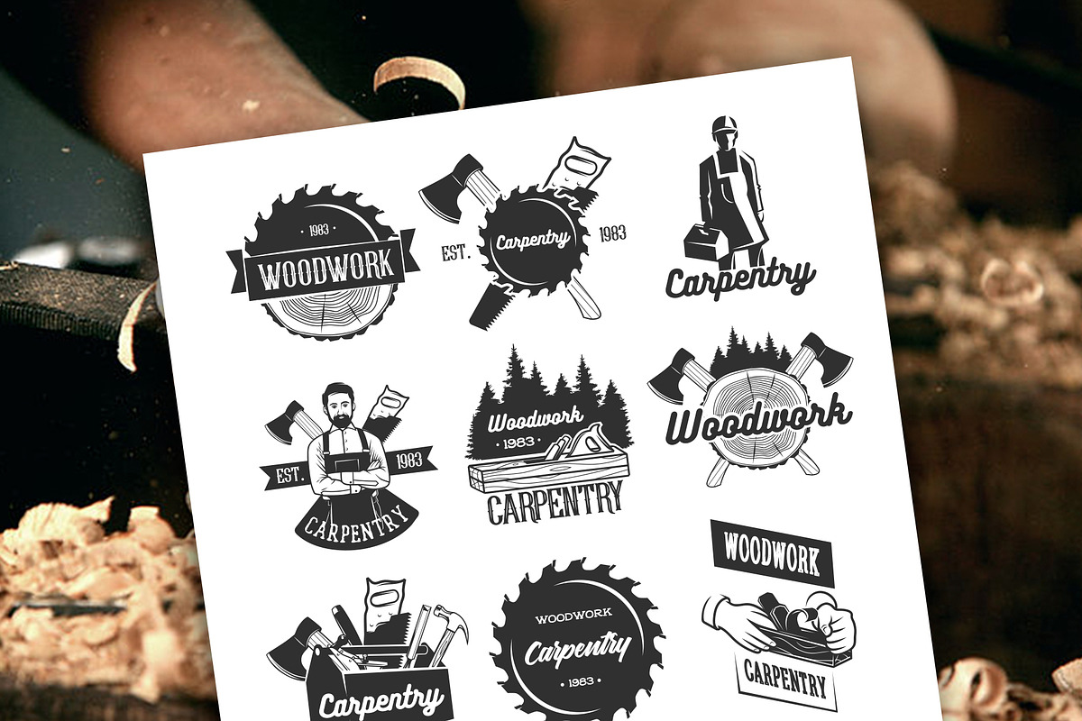 Woodworking, logos & design elements, a Branding & Logo Template by DOBROGRAPH (Photo 3 of 8)