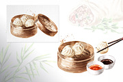 Dim Sum. Chinese dumplings, a Food Illustration by Daria Ustiugova (Thumbnail 5 of 6)