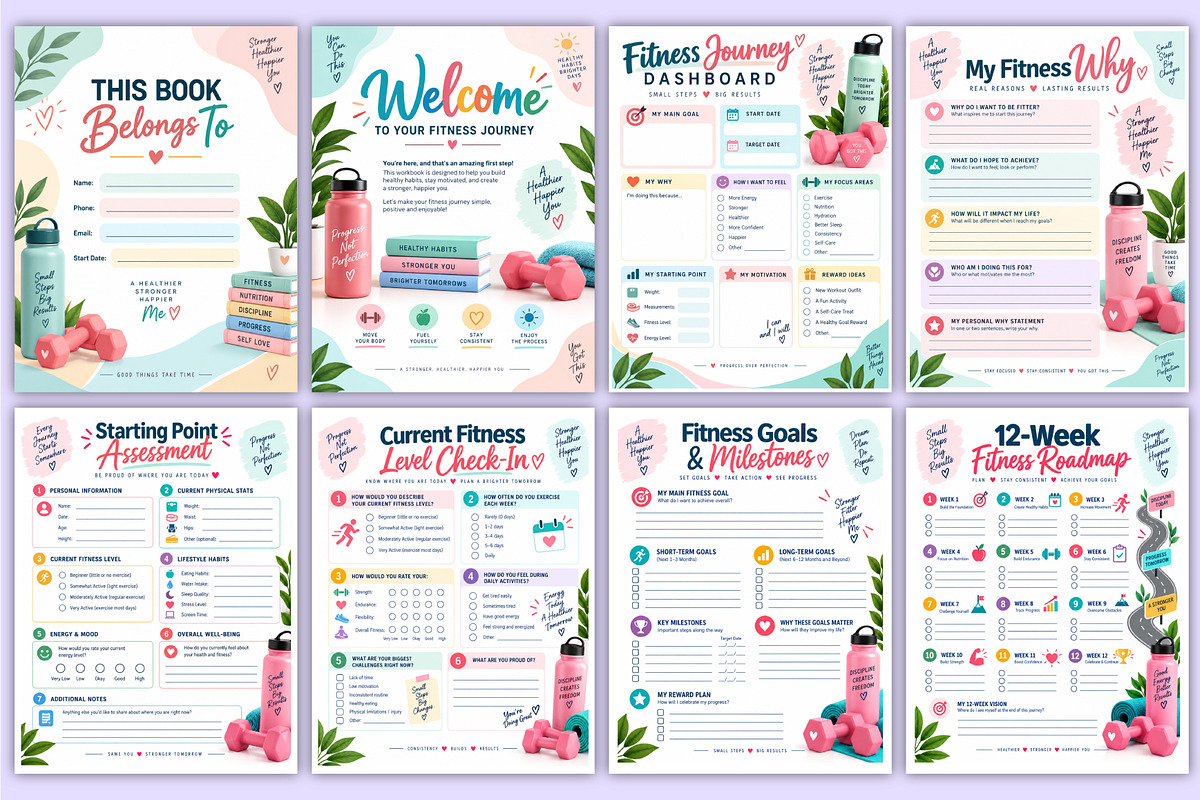 Beginner Fitness Journey Workbook, a Stationery Template by Mustafiz (Photo 2 of 4)