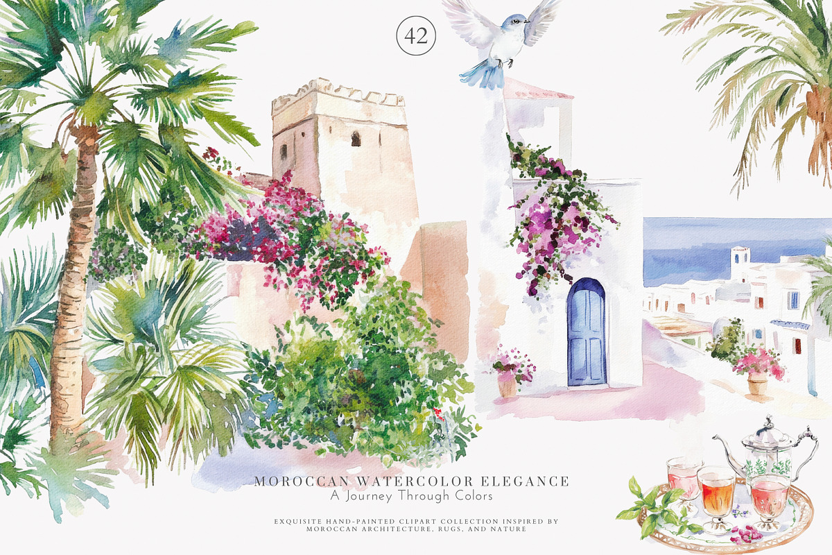 Moroccan decor watercolor clipart, a Decorative Illustration by Patishop Art (Photo 7 of 12)