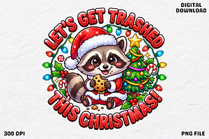 Funny Raccoon Christmas PNG Clipart