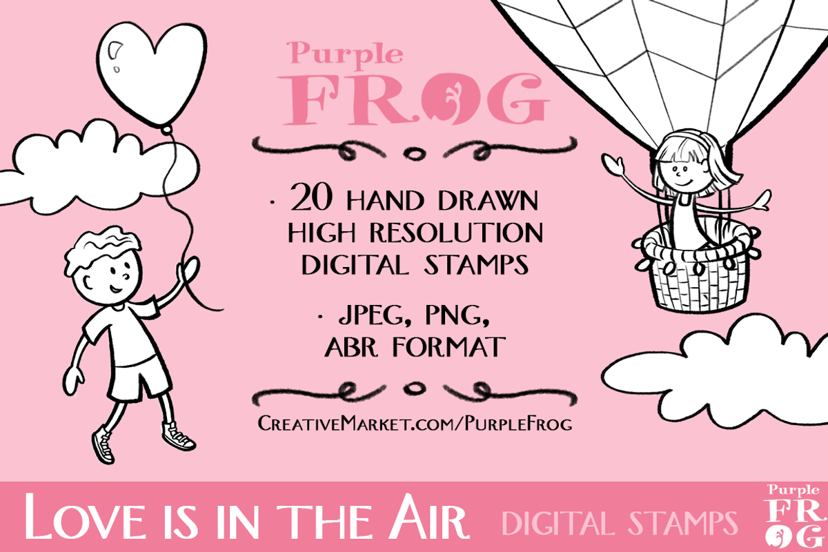 LOVE IS IN THE AIR - Digital Stamps, an Outline Icon by Purple Frog (Photo 2 of 2)