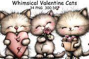 Whimsical Valentine Cats Clipart, an Illustration by CraftArtStudio (Thumbnail 1 of 6)