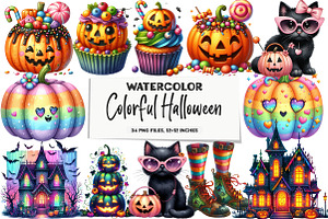 Colorful Halloween Clipart Bundle, an Illustration by DreamArtGraphic