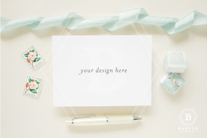 Styled Flat Lay Invitation Mock Up 