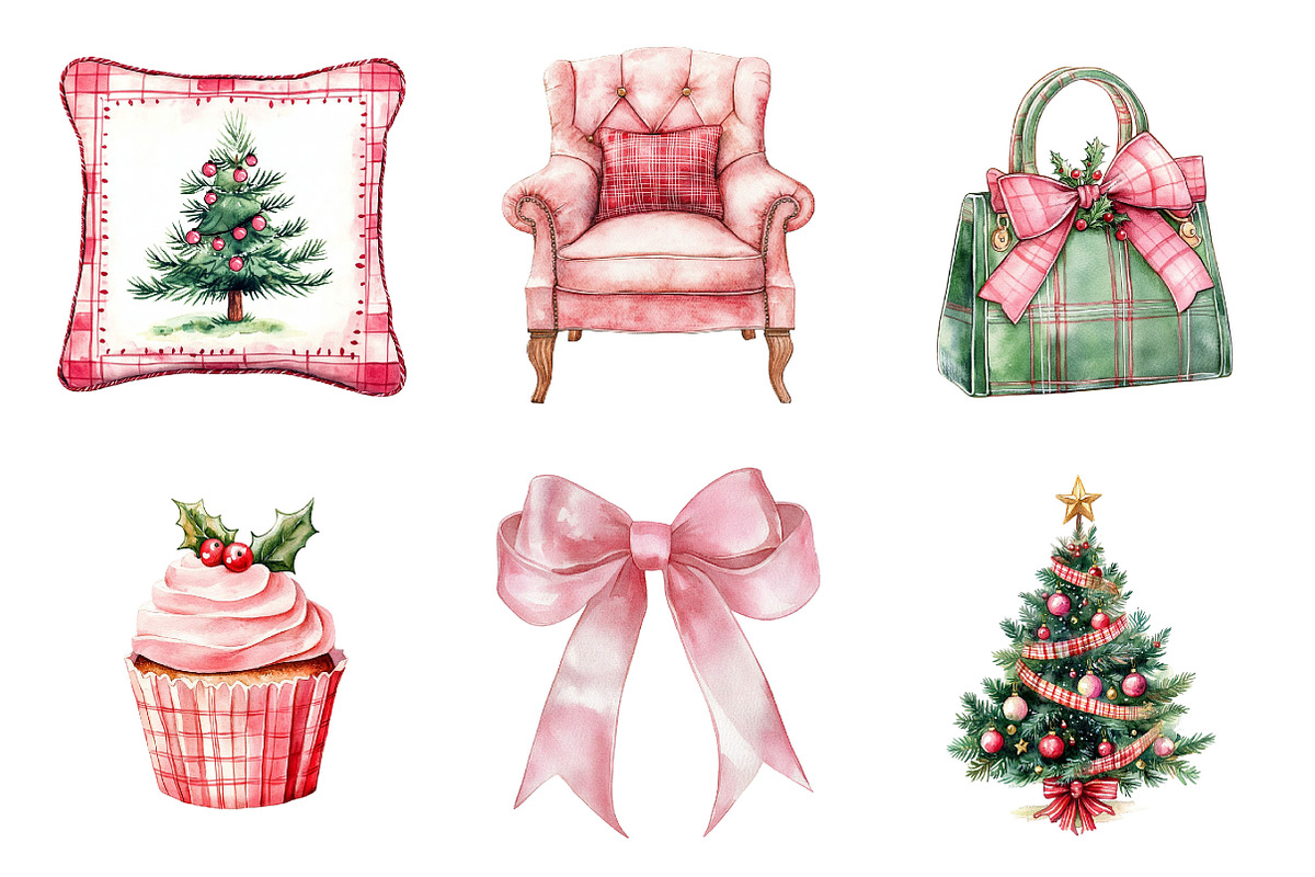 Preppy Christmas Clipart Set PNG, a Seasonal Illustration by Designking (Photo 2 of 4)