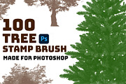 100 Tree Brush Stamps Photoshop, a Brush Add-On by Chipshpow Graphics (Thumbnail 1 of 8)