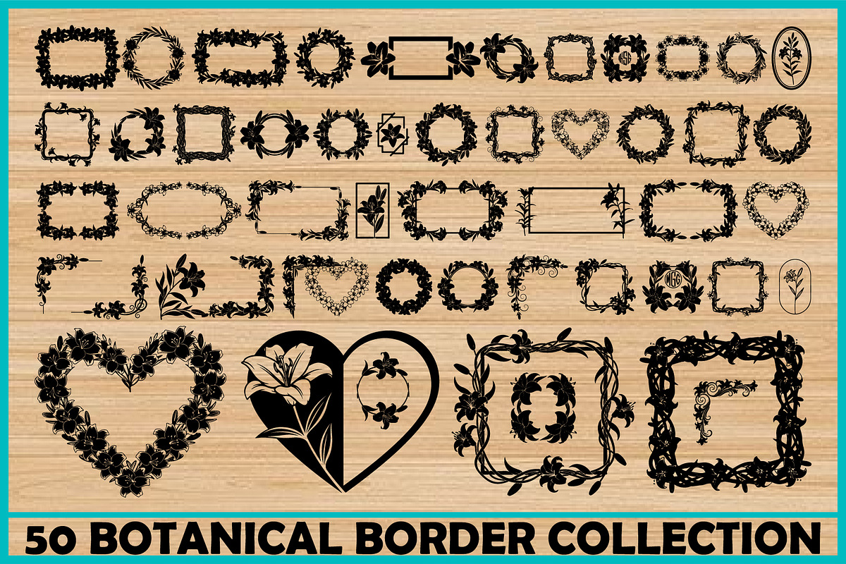 50 Botanical Border Collection Bundl, an Illustration by Creativeshirt (Photo 1 of 4)
