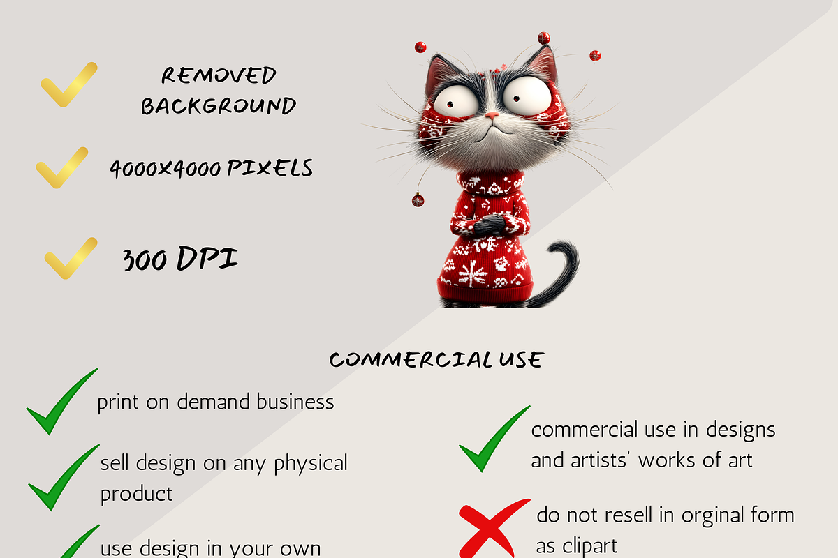 SUPER CUTE SANTA CATS CLIPART PACK, an Animal Illustration by Daring Digies (Photo 5 of 8)