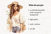 Watercolor Boho Girl Clipart, a Person Illustration by Mash Mash Stickers (Thumbnail 2 of 9)
