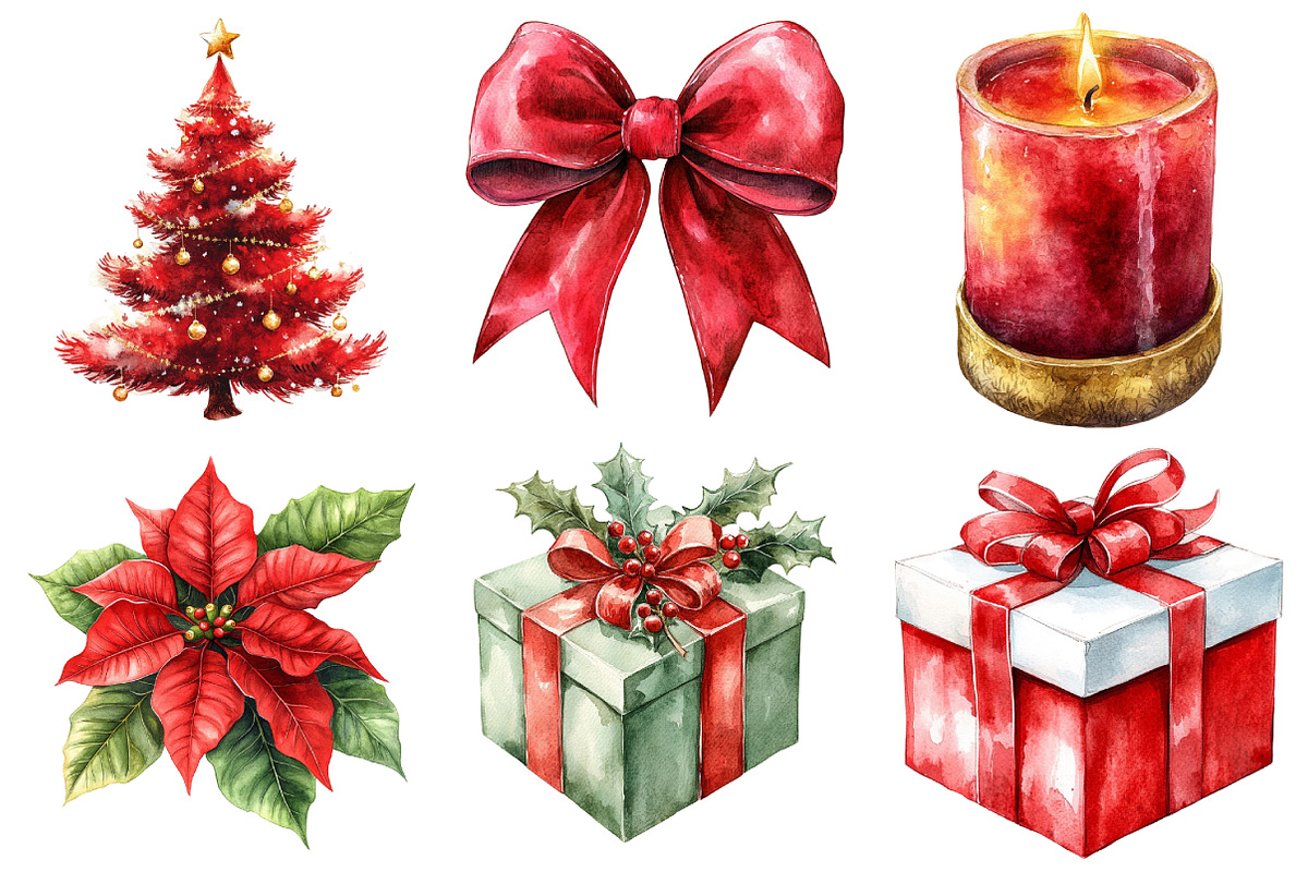 Christmas Elegant Red Clipart, an Illustration by Daily.Designs (Photo 2 of 4)