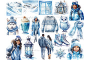 Cold Winter Clipart | Blue Christmas, a Person Illustration by GlamArtZhanna (Thumbnail 3 of 5)