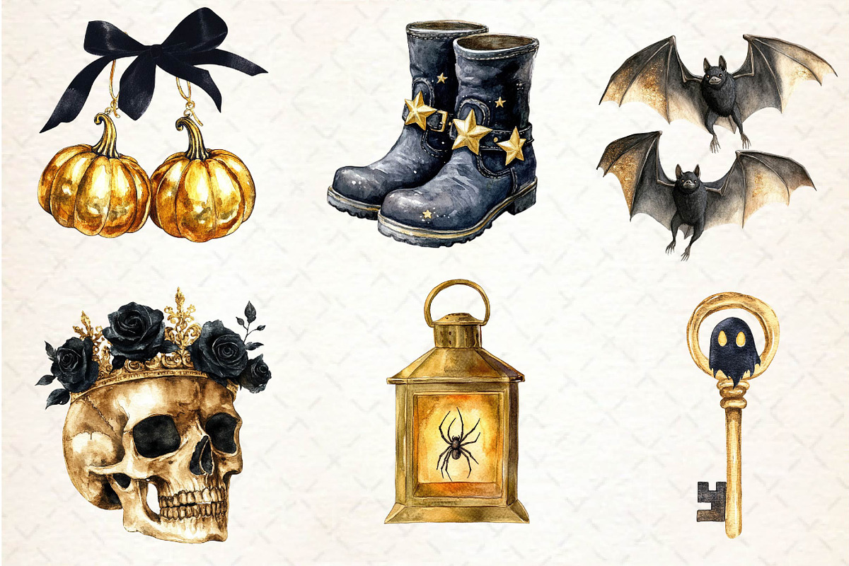Black and Gold Halloween Clipart, an Illustration by Dream Creation (Photo 3 of 7)