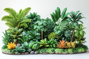 Vibrant artificial tropical greenery, a Photo by Tanuart