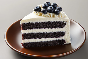 Delicious piece of cake with frosting cream, a Food & Drink Photo by AlyaAnd