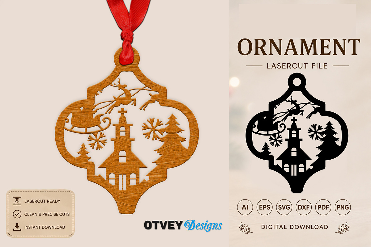 Christmas Scene Ornaments, a Decorative Illustration by OTVEY DESIGN (Photo 5 of 9)