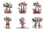 Valentine Romantic Cat Couple Clipar, an Illustration by SinaCreation (Thumbnail 4 of 11)