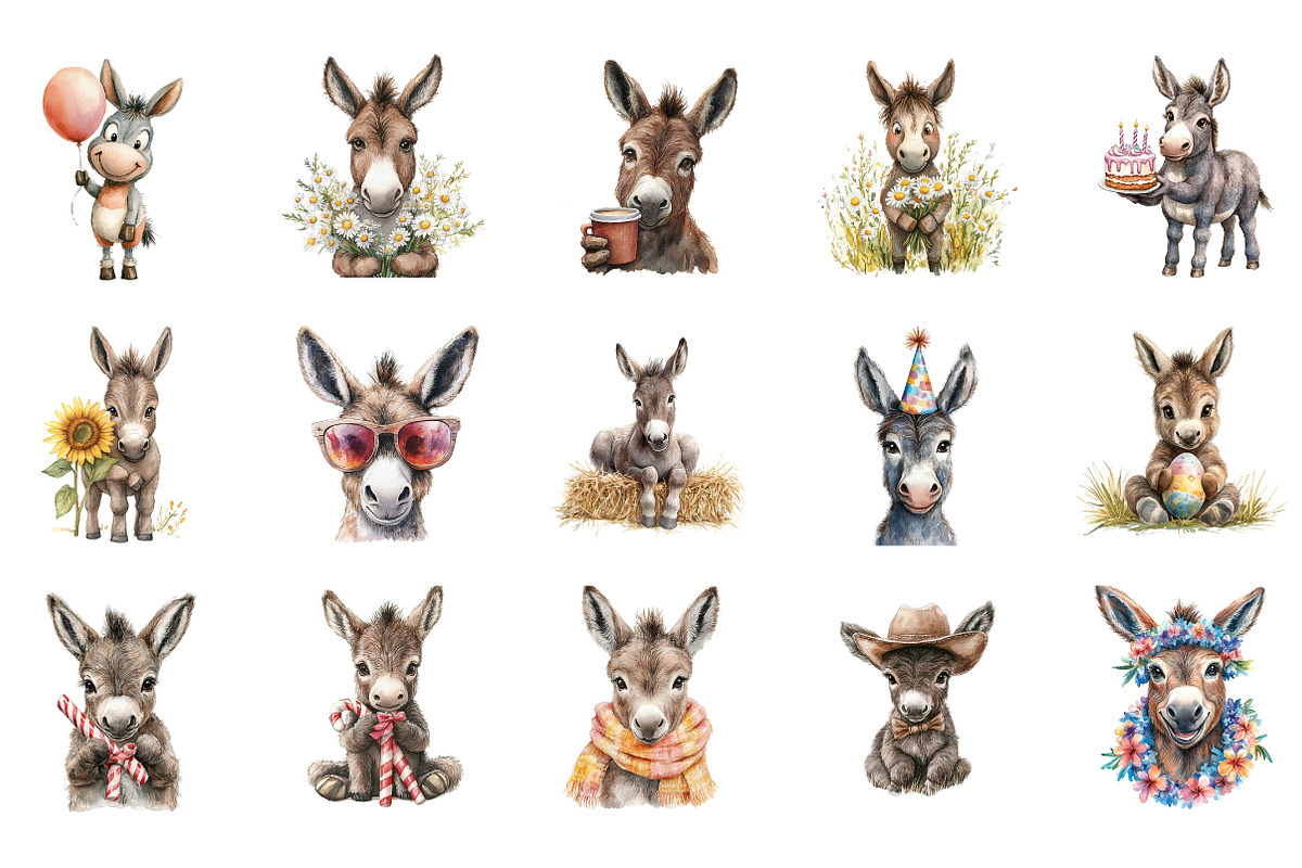 Cute Funny Donkey Sublimation, an Illustration by Designking (Photo 3 of 5)