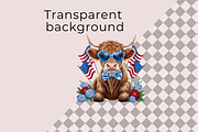 July 4th Highland Cow PNG, an Animal Illustration by Anca Digital Vibe (Thumbnail 3 of 3)