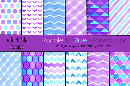 Purple & Blue Watercolor Patterns
