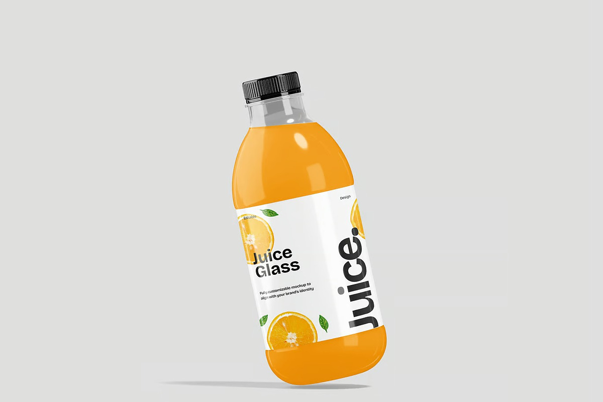 Glass Juice Bottle Mockup, a Packaging Mockup by renderstockmarket (Photo 3 of 4)
