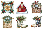 Farmhouse Christmas Stained Glass, a Seasonal Illustration by CitraGraphics (Thumbnail 8 of 10)