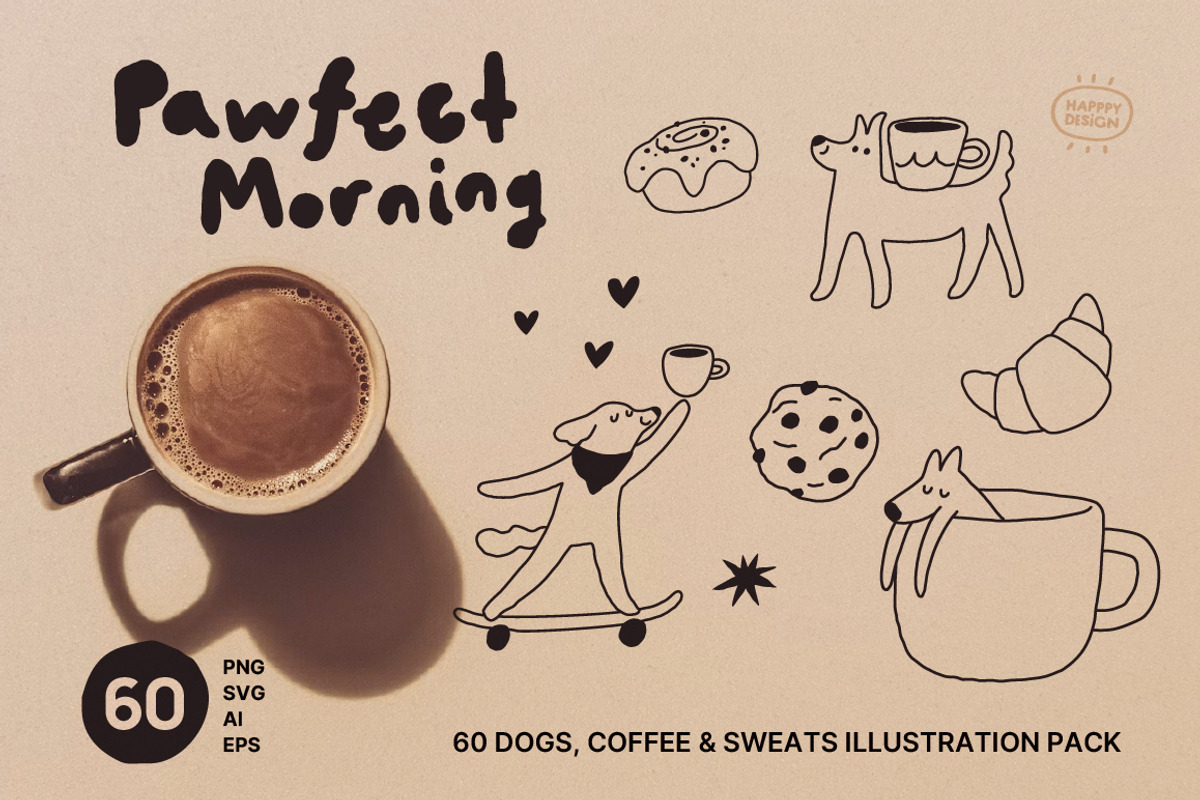 Coffee Dog Illustrations, a Food Illustration by happpydesign (Photo 1 of 7)