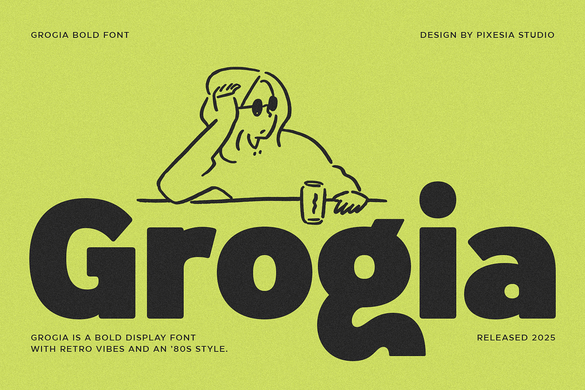 Grogia - Bold Display Font, a Sans Serif Font by Pixesia Studio (Photo 1 of 17)