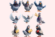 Pigeon PNG Clipart Bundle, a Graphic by M9 Design (Thumbnail 4 of 9)