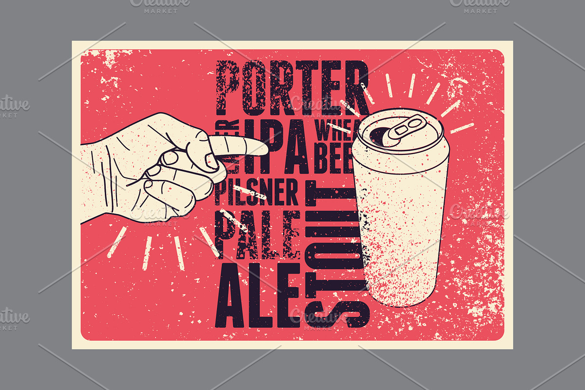 Beer grunge vector poster set., a Food Illustration by PoPaShop (Photo 5 of 9)