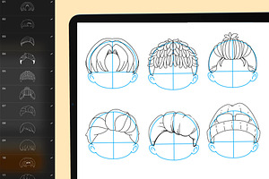 140 Procreate Hair Stamp Brushes