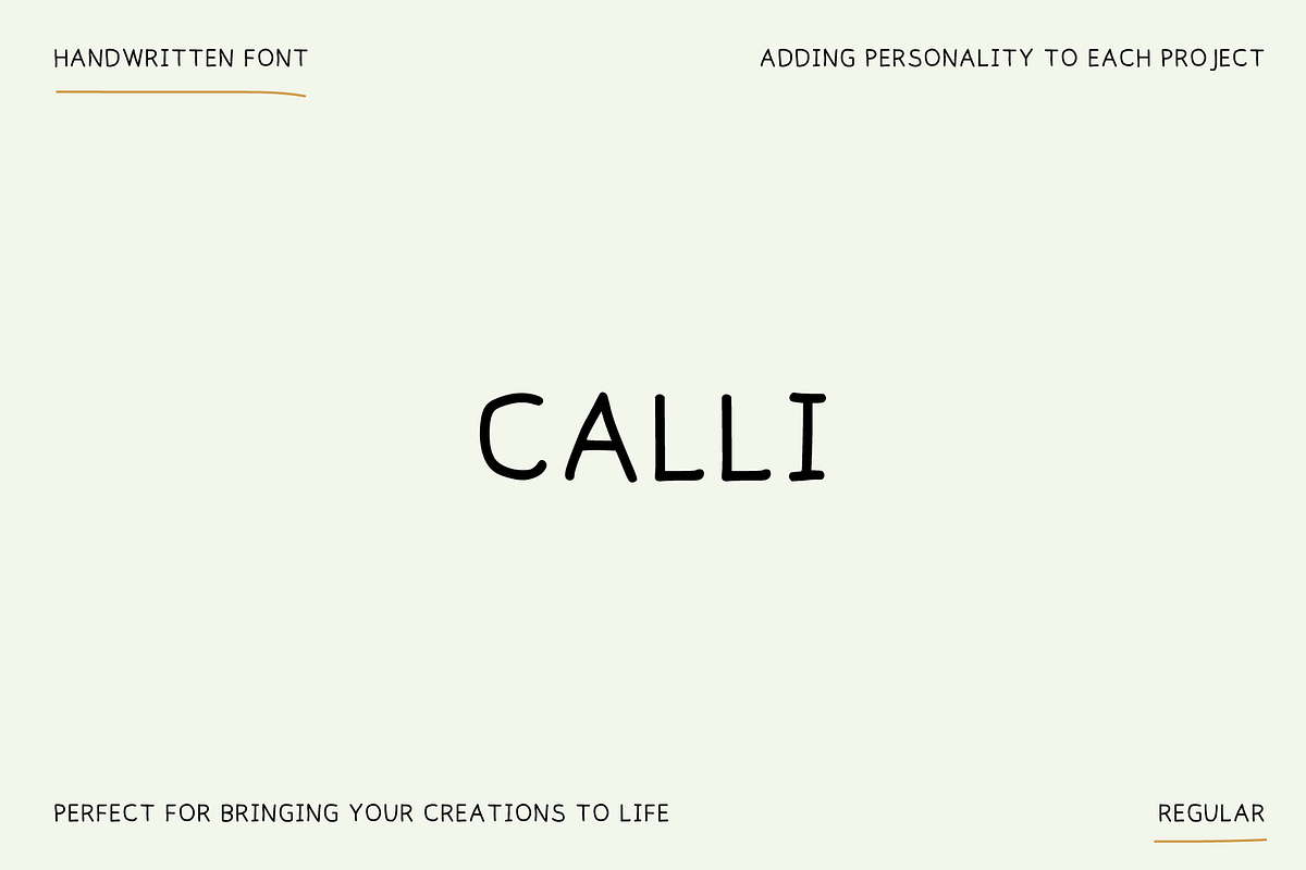 Calli handwritten font, a Handwritten Font by BiancaXavier (Photo 1 of 5)